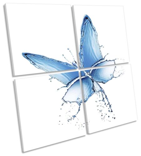 Water Butterfly Bathroom Print MULTI CANVAS WALL ART Square Blue