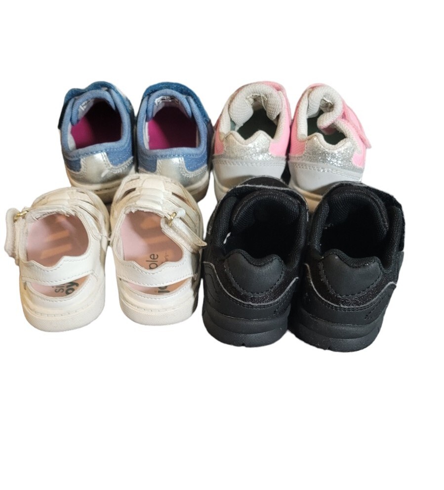 Lot Of 4 Pairs Girls Shoes Infant Toddler Size 3 Sneakers eBay