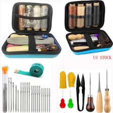 Upholstery Repair Sewing Kit Leather Hand Stitching Needles Thread Awl Tools