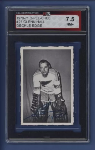 1970-71 OPC Deckle Edge GLENN HALL #27 KSA 7.5 NM+ ST. Louis Blues *HOF*