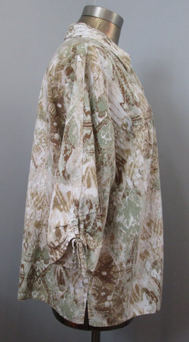 Top Erika marrón y verde cuello en V para mujer 1X pecho 48 bolsillos abotonados 307-33484 - Imagen 4 de 7