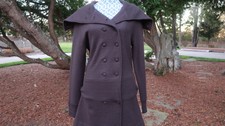 Terre & Mer Brown Double Breasted Long Belted Jacket