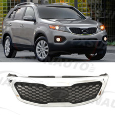 Bumper Upper Grill For 2011 2012 2013 Kia Sorento Chrome Black Grille Honeycomb