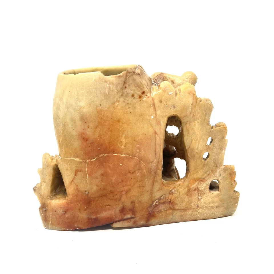 Jabonera china hecha a mano de colección mono lobo pájaros cepillo maceta grabada a mano individual Foto 4 de 4