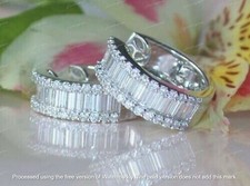 3Ct Baguette Round Cut Lab Created Diamond Hoop Earrings 14k White Gold Finish