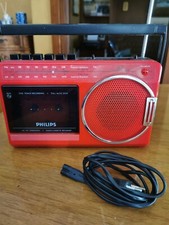 Vintage Philips D7180/60L Radio Cassette Recorder Red 1980's