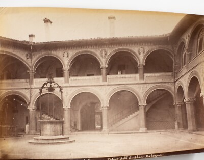 ALBUMIN PHOTO PRINT 1880 Italy 20X25cm Bologna Collegio di Spagna