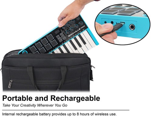 Rockville M25 25 Key USB Wireless Bluetooth MIDI Keyboard Controller+Headphones - Picture 11 of 12