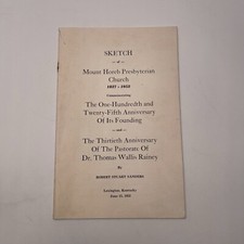 Sketch Of Mount Horeb Presbyterian Church 1827-1952 *SIGNED* Robert Sanders