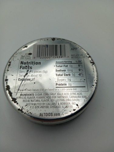 Altoids Curiously Strong Apple Sours candy sweets empty red press tin *flaws* - Picture 2 of 10