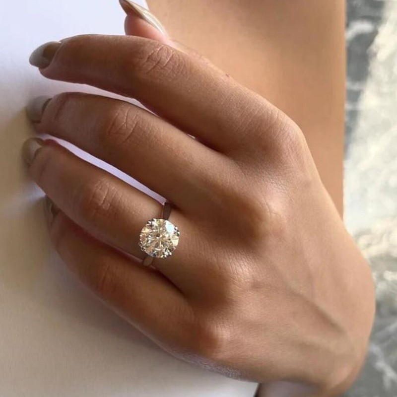 14k White gold Engagement Ring Lab Grown 3 Carat IGI Certified Diamond Round