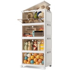 Home Rolling Storage Box Stackable Case Cabinet Closet Folding Organizer W/Wheel