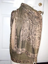 CASHMIRE/SETA Paisley Ladies  Elegant Stylish Wrap Shaw 72"Lx27"W Fringe 3"