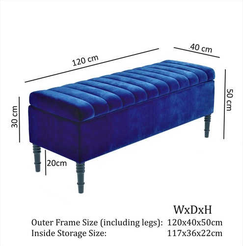 Plush Velvet Ottoman Bench with Storage, Lined Upholstered Footstool, End Table - Picture 37 of 58