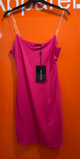 Pretty Little Thing Shape Hot Pink Bodycon Dress, Clear Straps, Size 14, New, sf