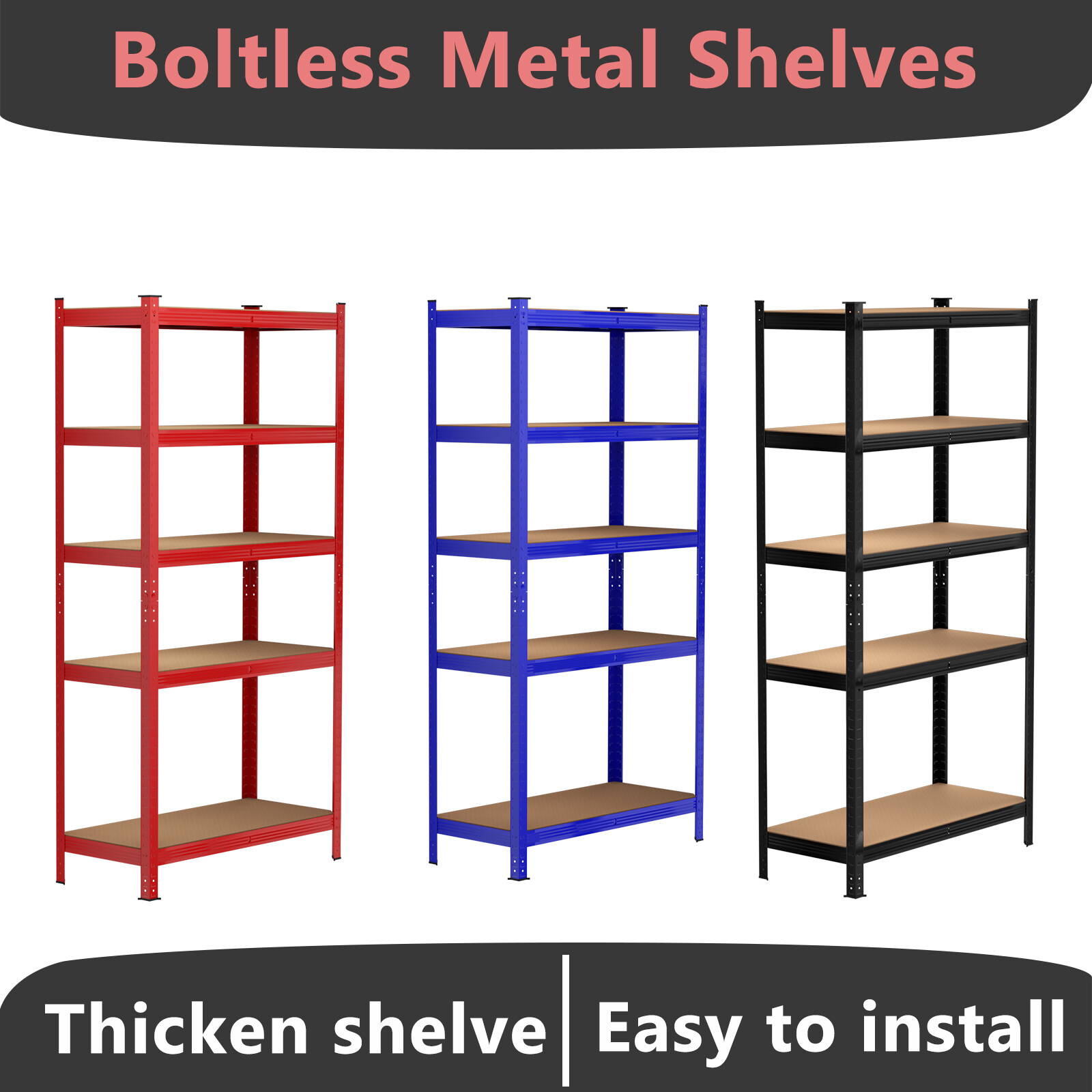 Storage Affairs Garage Shelving Heavy Duty 5 Tier Boltless Metal