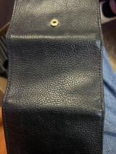 Vintage Black Tri-fold "Western Union" Leather Wallet With Snap Closure