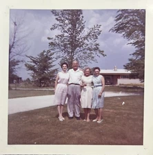 Vintage Found Photo Beautiful Family Photo Posing In Front Of Home Photograph