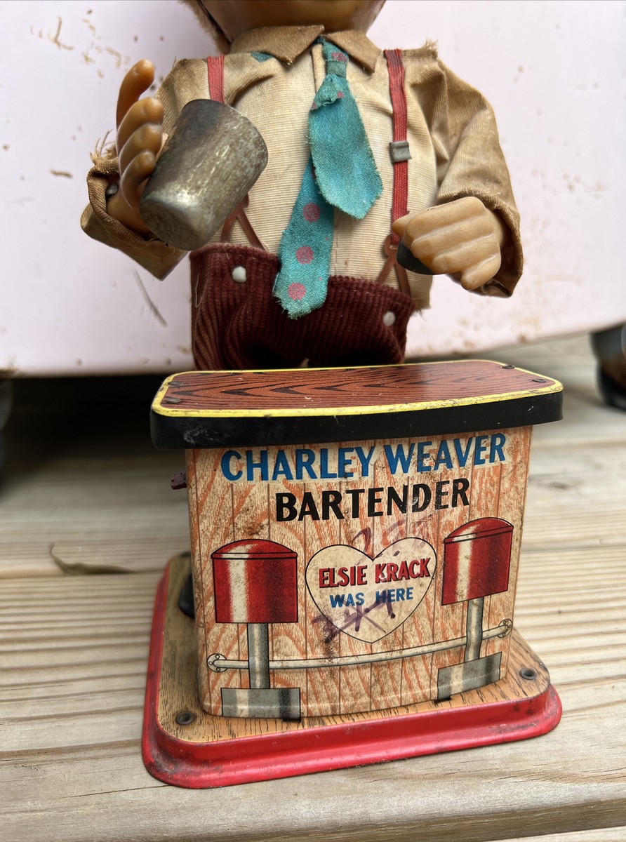 Vintage 1962 Charley Weaver Battery Operated Bartender Toy Prop