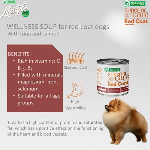 6 Lattine * 140 ml Nature's protection UMIDO RED DOG SOUP - tonno e salmone - Foto 4 di 5