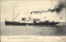 Steamer Steamship Ship Gruss vom Bord "Freia" 1910 Cancel Vintage Postcard