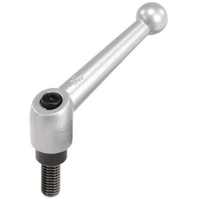 Kipp M12x25 Adjustable Handle, Classic Ball Style, Zinc/Steel, External Thread, 