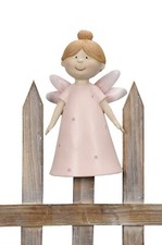 Zaunhocker Elfe Josephine im rosa Kleidchen mit Haardutt Polystone bemalt 