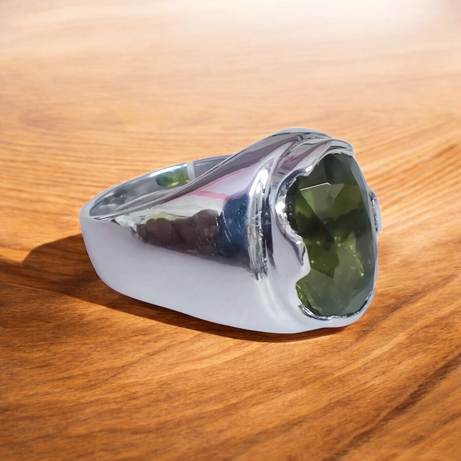 Peridot Oval Cut Gemstone With 925 Sterling Silver Ring For Men's #A169 *