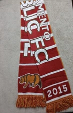 Sacramento Republic FC NASL Soccer Team BELIEVE Maroon Gold Tasseled Scarf 2015