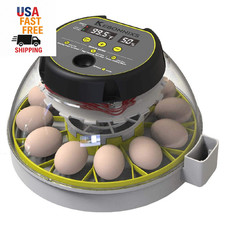 12 Egg Incubator with Humidity Display, Egg Candler, Automatic Egg Turner, for H