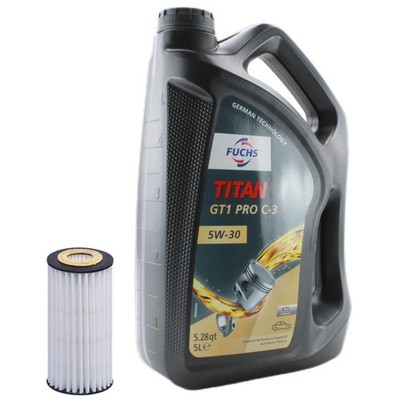 5L Fuchs TITAN GT1 PRO C-3 5W-30 Hengst Engine Oil Change Kit for Macan 2.0 CYNB