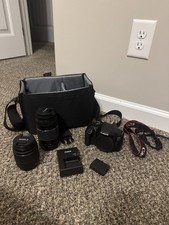 Canon EOS Rebel t6 Camera w/ 18-55mm lens, 75-300mm lens, battery, camera bag