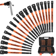 18Pcs Nut Driver Set SAE and Metric, Impact Magnetic Nut Driver for impact dr...