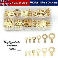 150x Insulated Crimp Copper Ring Terminals Wire Connectors Spade Electrical Kit-