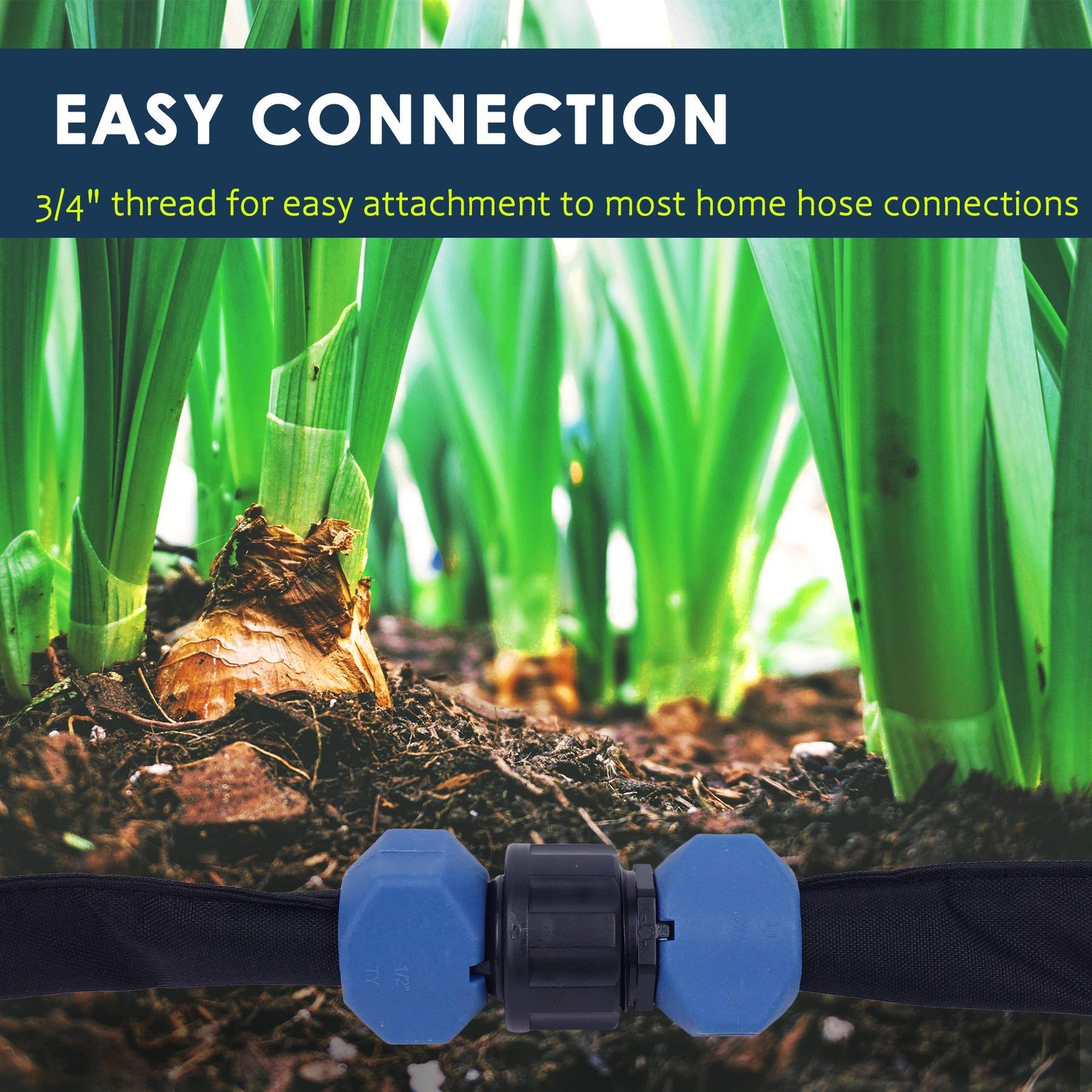 Heavy Duty Soaker Hose 50 FT Dripping Water Hose Saves 70% Water Consistent D...