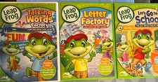 Leapfrog 3DVDs :Talking Words Factory, Letter Factory  Let  s Go To School. J