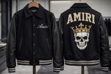 AMIRI Black Varsity Jacket Wool Body Genuine ...