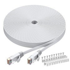 Cat6 Ethernet Cable 40 FT White, Cat-6 Flat RJ45 Computer Internet LAN Network E