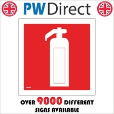 SIGN Fire extinguisher use to put out small flame smoke evacuate 999 red FI026D