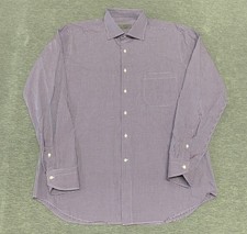 Canali Shirt Mens Size 17 Red Blue Gingham Check Dress Shirt 43/17 Italy Made