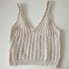 H&M Crochet Stricktop Creme Beige Gr. S Boho ...