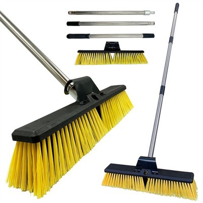 Steifer Outdoor Gartenbesen 18'' Schwerlast Gartenbürste harte Borsten Kehrmaschine Griff