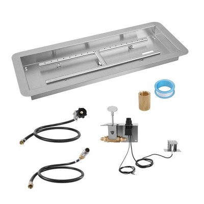 36 x 12 inch Drop-in Fire Pit Pan, Rectangular Stainless Steel Fire Pit Burner K