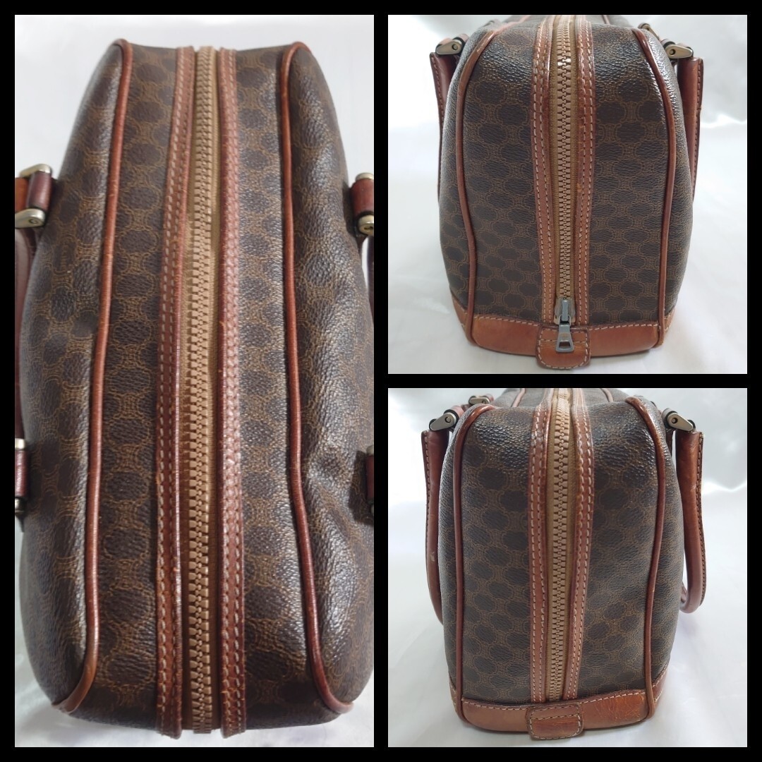 CELINE Handbag Triomphe Macadam Monogram Canvas Leather Vintage Auth From Japan — image 5
