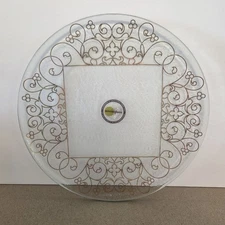 Annie Glass 10 inch Gold Scroll Decorative Serving Tray NEW