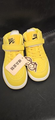 KEKEL HF Yellow White High Top Unisex Kids Athletic Sneakers Lace Up Logo