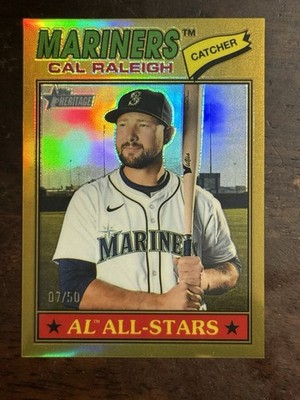 2026 Topps Heritage Cal Raleigh Gold Chrome Parallel /50 Mariners #269