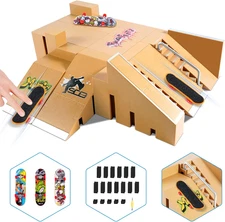 Fingerboard Skate Park Kit,Skateboard Finger Toys with 3 Finger Skateboards & 8