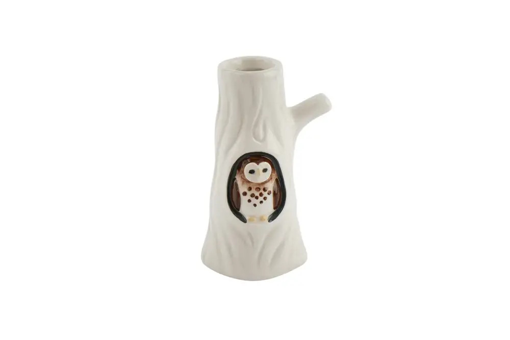Winter Solstice Barn Owl Bud Vase