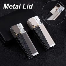 Blue Open Flame Grinding Wheel Oil Torch Lighter Keychain Metal Cigar Gifts